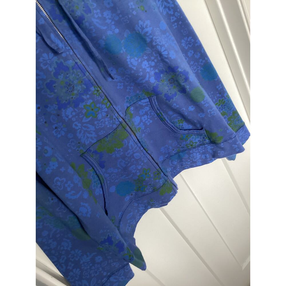 Vintage Fresh Produce Women's Floral Zip Up Kangaroo Pocket‎ Hoodie Blue Size XL - Picture 3 of 8